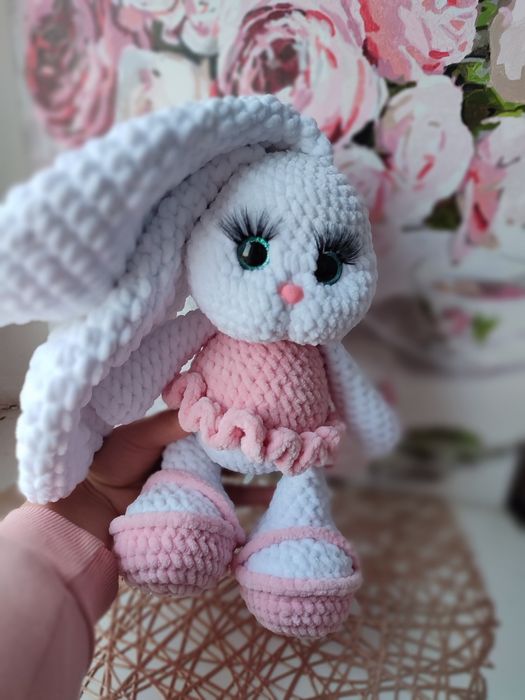 В’язана іграшка зайчик ручної роботи | подарунок дитині
