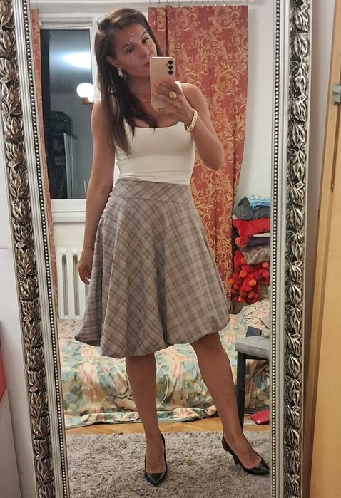 Szara midi asymetryczna spodniczka rozm. S