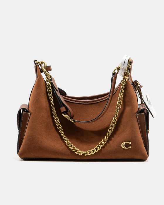 Жіноча сумка Coach Hobo Bag коуч коач коричнева замша + шкіра хобо