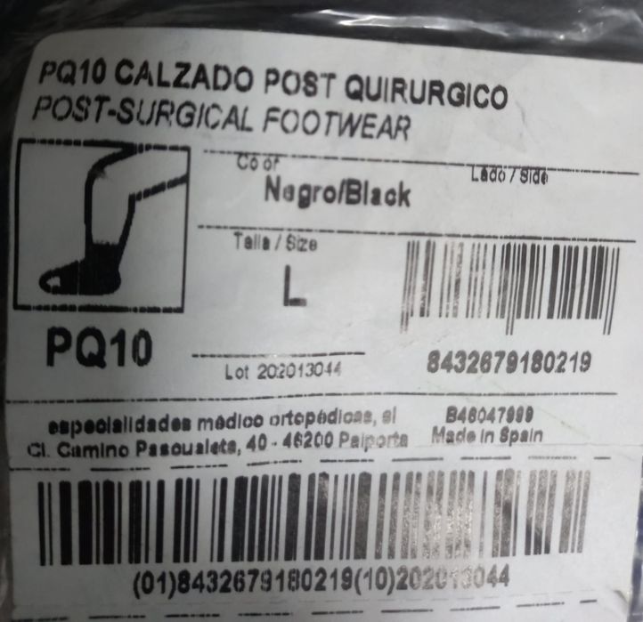 Sapato pós cirúrgico