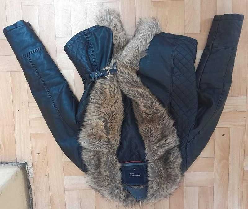 Kurtka ramoneska z futerkiem ocieplana XL-czarna i szara