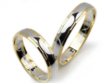 Obrączki ślubne dwukolorowe złoto p.585 / półokrągłe / 4mm