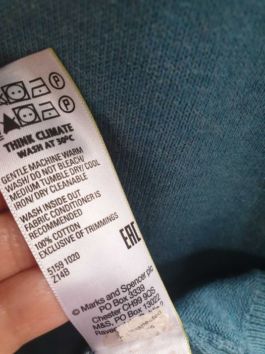 Turkusowy bawełniany sweter M&S 2XL męski