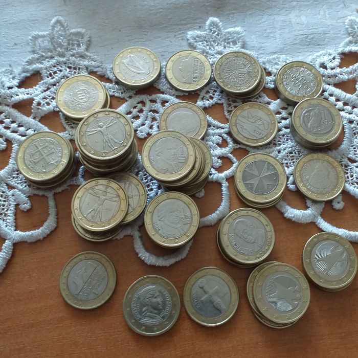 Monety 1 euro z różnych państw