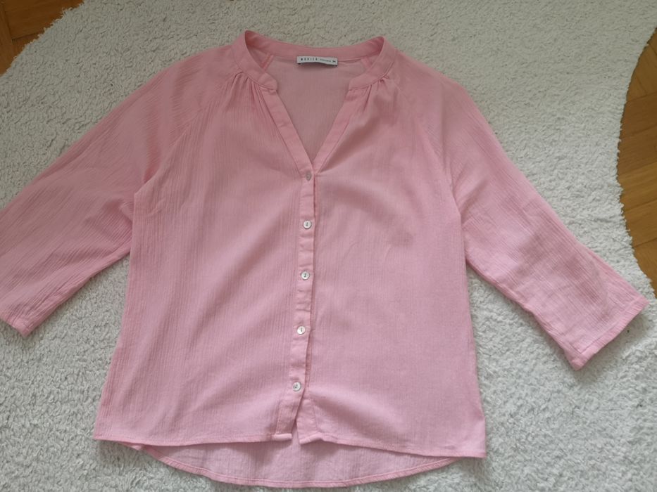 Koszula bluzka Mohito różowa muslin rękaw 3/4 XS 34 24 hm