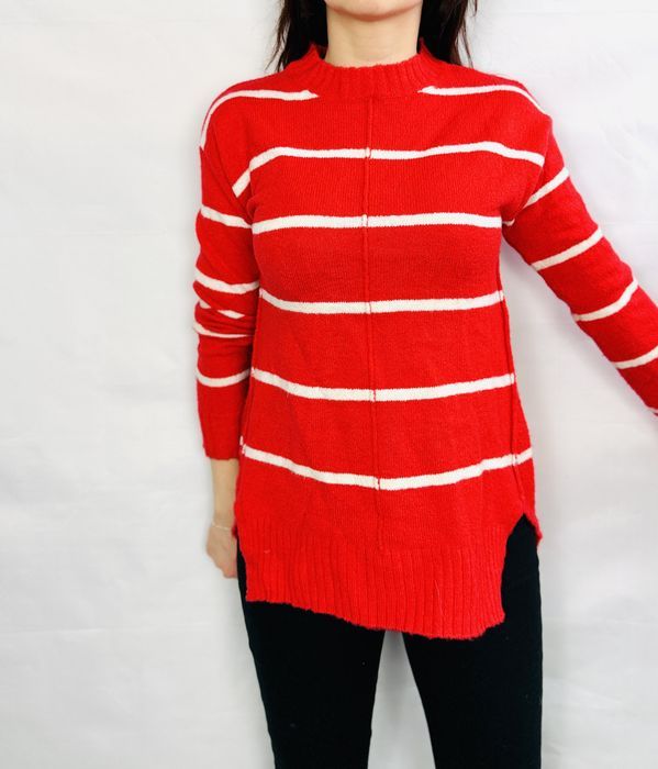 Czerwona tunika w białe paski S 36