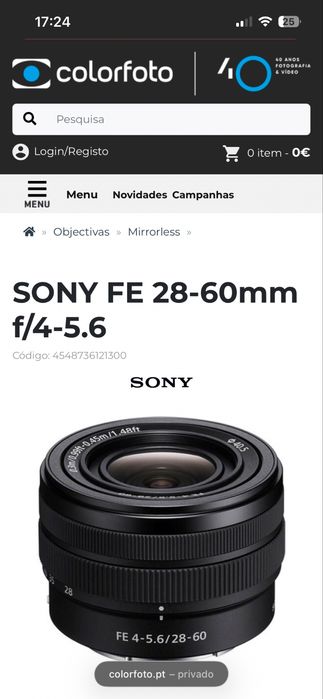 Câmara SONY a7 V  ILCE-7m5 + OBJETIVA