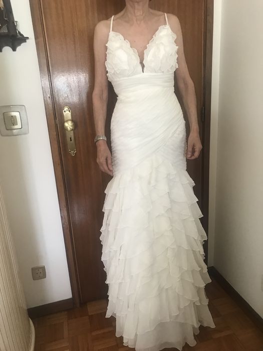 Vestido de Noiva Modelo Sereia, Cor Pérola S/34