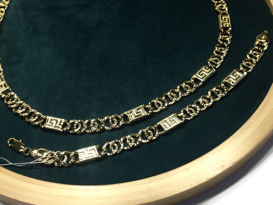 Złoty męski łańcuszek i bransoleta VERSACE•pozłacany 18K