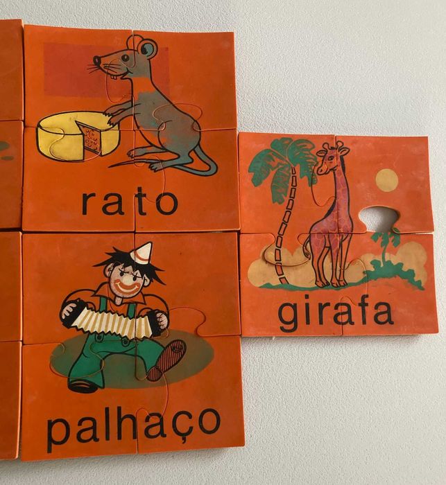 Conjunto de 7 Puzzles Infantis Antigos (4 peças cada)