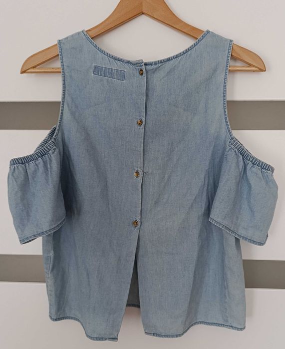 Sinsay denim crop top odkryte ramiona S