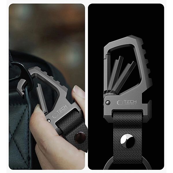 Tech-Protect Slidelock Carabiner Keychain Gunmetal
