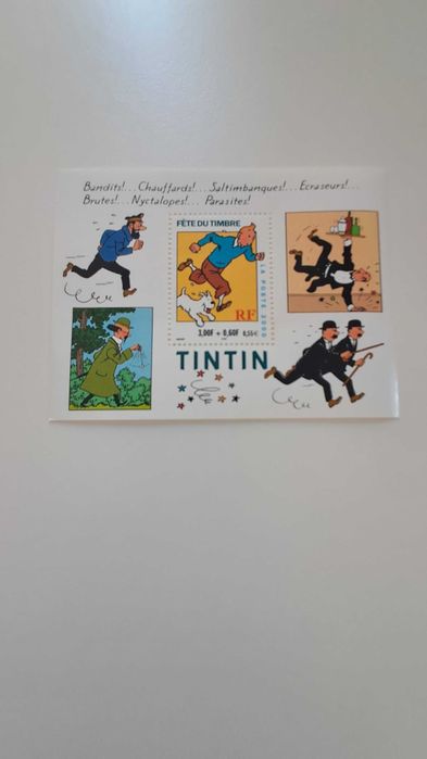 Bloco filatélico Tintin ano 2000 Yvert & Tellier edição de luxo
