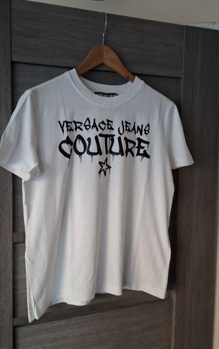 Oryginalny T-shirt VERSACE JEANS COUTURE Biały Logo Graffiti S