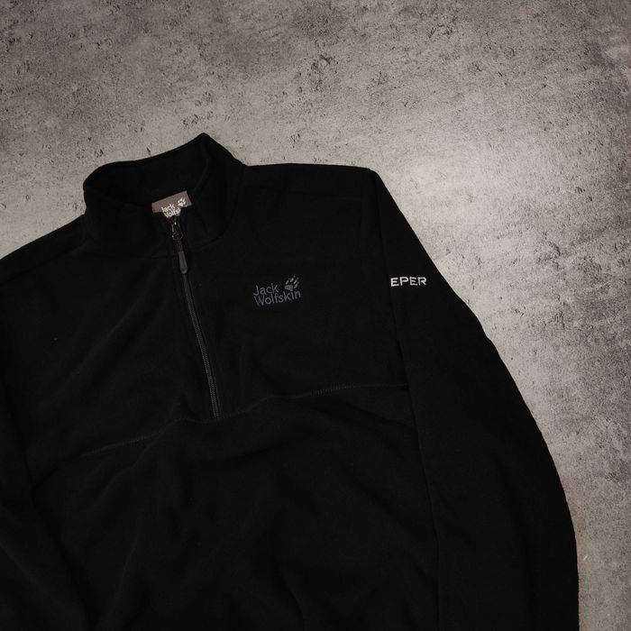MĘSKA Bluza Rozpinana Termiczna Lekka Polar Czarna Jack Wolfskin Haft