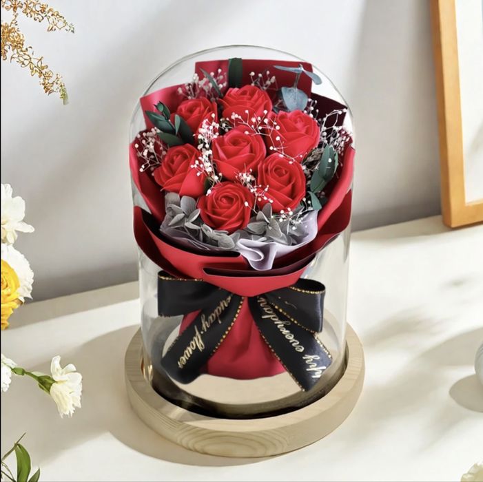 Букет троянд у колбі з підсвідкою, преміальна якість