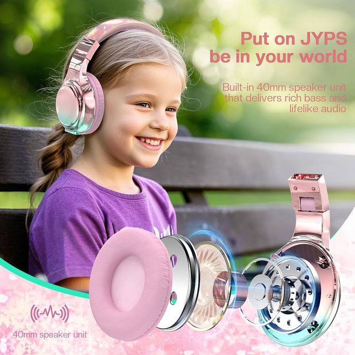 Słuchawki bluetooth jyps dla dzieci różowe