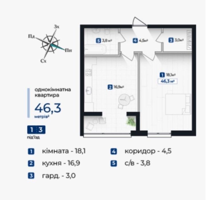 Продаж 2 кім. квартира, вул.Молодіжна, єОселя