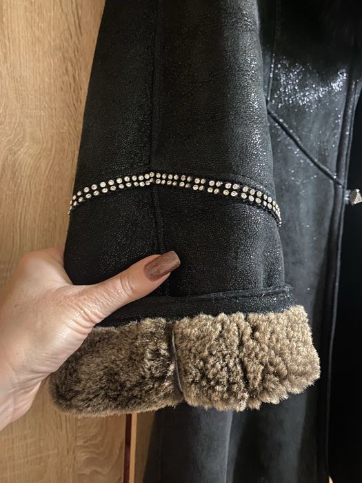 Дублянка преміум натуральне хутро овчина,комір песець