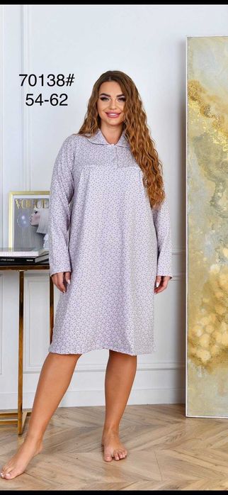 Женская ночная рубашка теплая с начесом трикотаж / Ночнушка 54р-62р