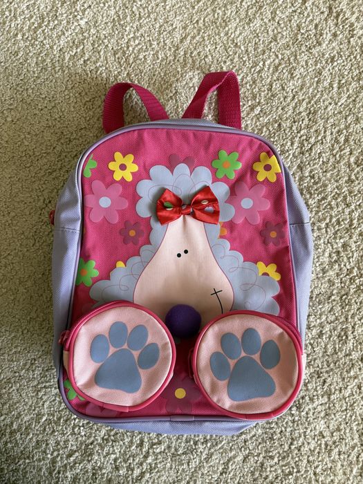 Różowo-fioletowy plecak z pudlem dziewczęcy