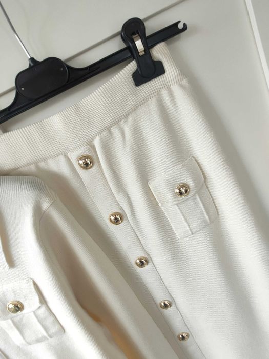 Extra komplet spódnica midi maxi sweter dzianina knit wiskoza