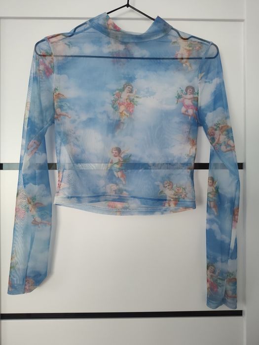 Siateczkowa krótka bluzeczka S w aniołki