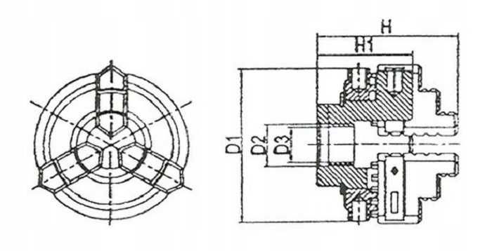 Uchwyt tokarski samocentrujący 50mm / 3 + trzpień MK2