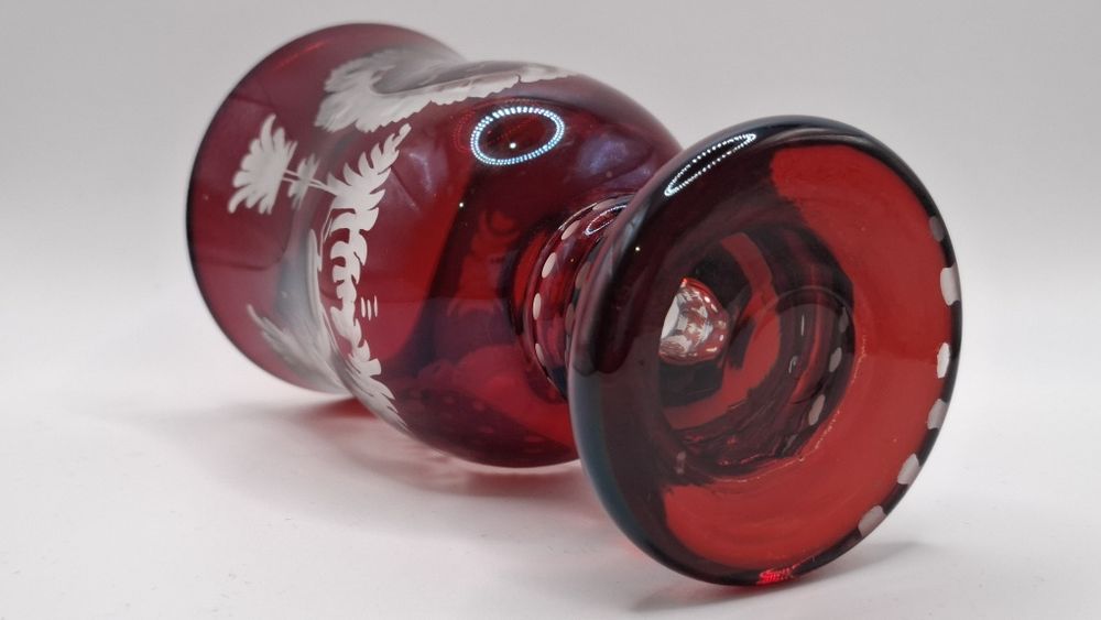 Rubinowe szkło ALFRED TAUBE- dzbanek + 4 kielichy