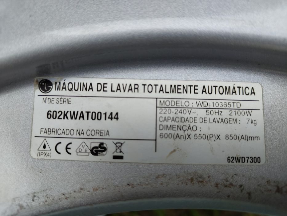 Válvulas água máquina lavar roupa LG
LG wd-10365td