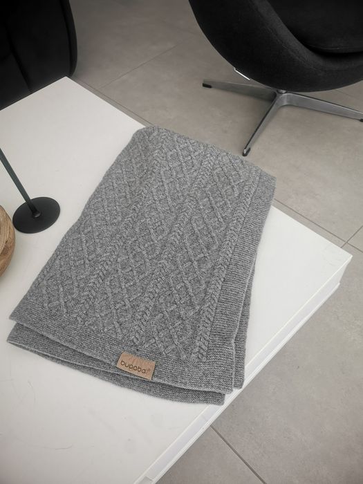 Kocyk wełniany Bugaboo. Koc wełna do wózka warkocz szary ORYGINAŁ