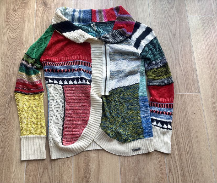 Narzutka patchworkowa sweter Desigual XL