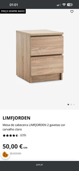 2 Mesas de Cabeceira JYSK LIMFJORDEN – Carvalho Claro