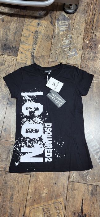 Dsquared2 icon czarna damska koszulka bawełna premium S