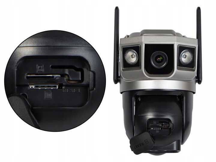 BEZPRZEWODOWA Kamera 4g LTE na kartę SIM solarna 2 obiektywy aplikacja