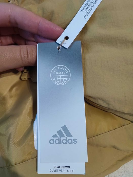 Новий пуховик Adidas Baffle, Бежевий, M, оригінал, з бірками