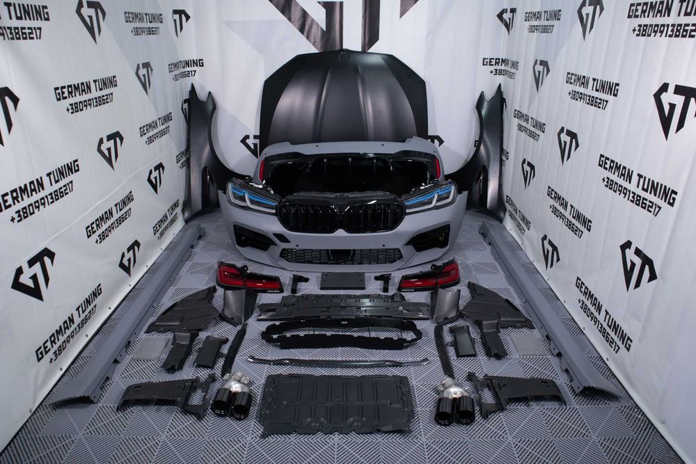 Комплект рестайлінгу bmw g30 стиль m5 f90 обвес бмв г30 ф90 бампер фари капот bmw g30 стопи решітки пороги труби