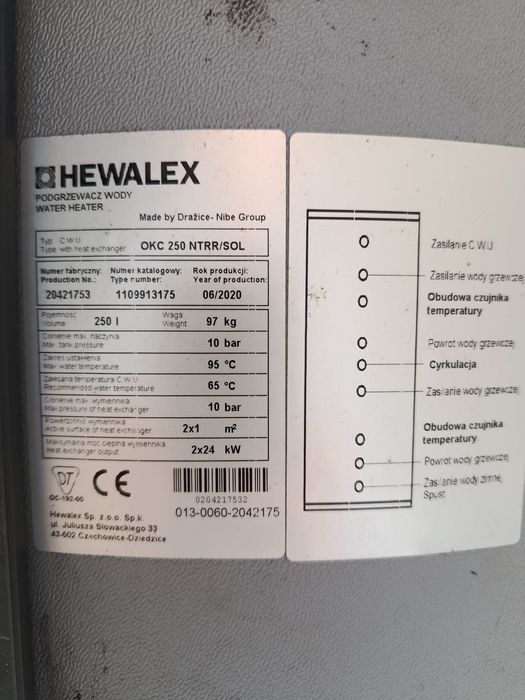 Zasobnik solarny na ciepłą wodę 250 l.
