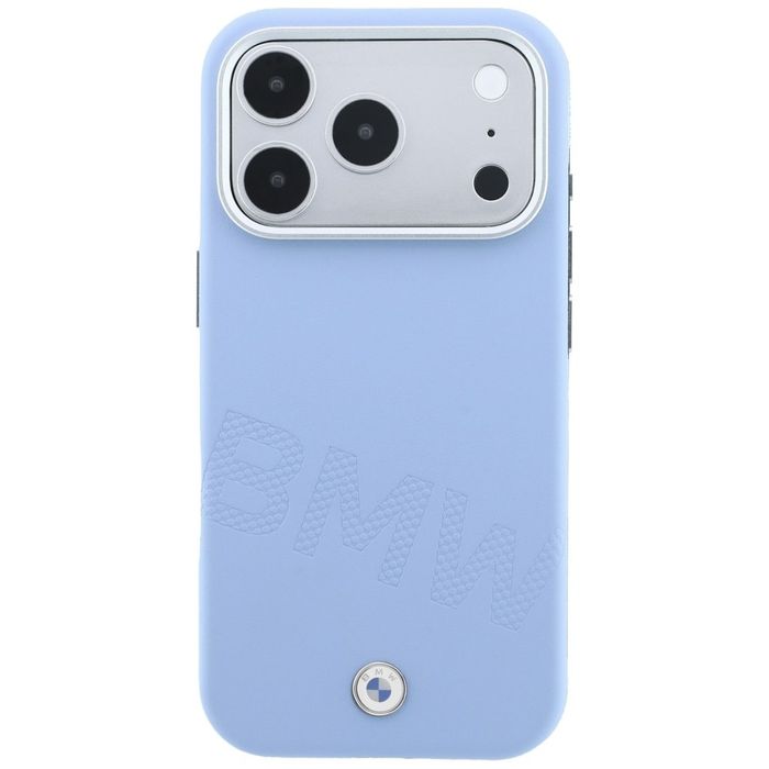Etui BMW Sign Inclined Deboss Letters MagSafe do iPhone 18 Pro Max / 17 Pro Max niebieski
