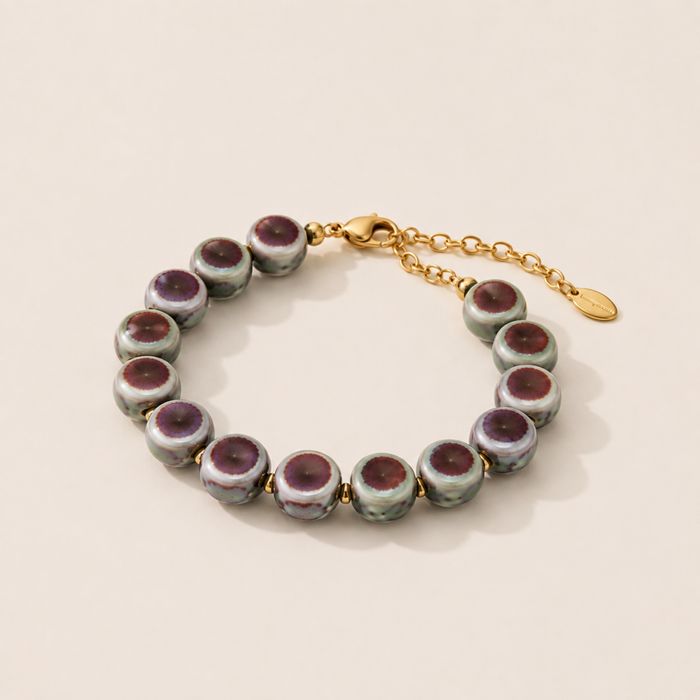 MOSS BLOOM Hand-Painted Ceramic Bracelet