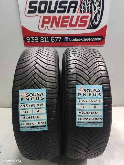 2 pneus semi novos 195-65r15 michelin - oferta dos portes 80 euros