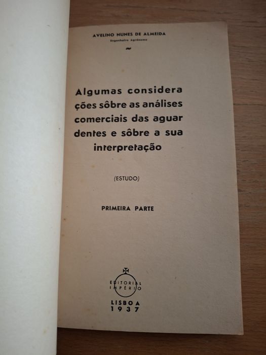 Algumas considerações analise comerciais aguardantes 1937
