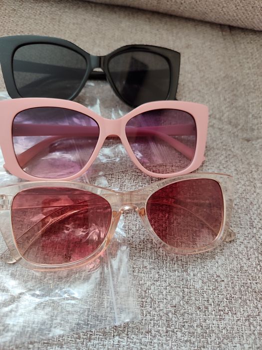 Okulary przeciwsłoneczne zestaw kocie cat eye