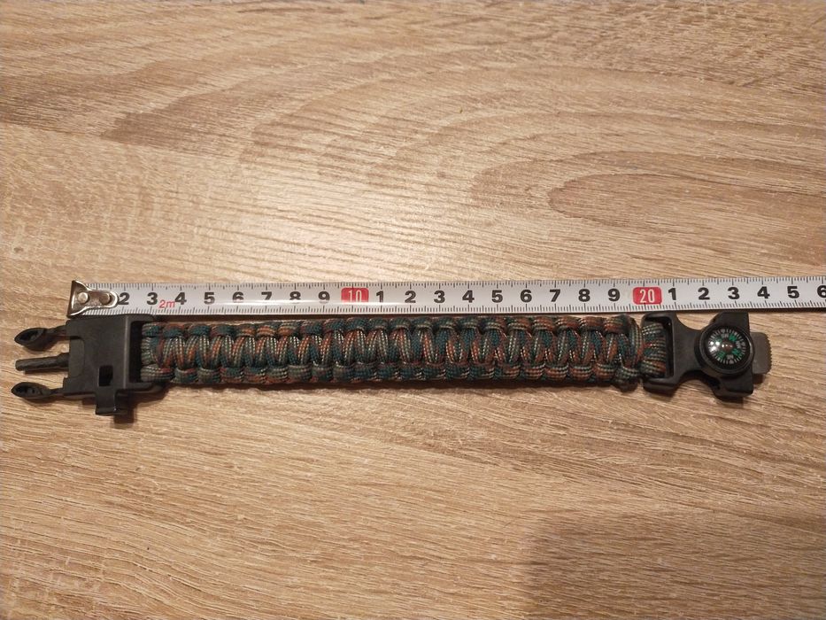 BRANSOLETKA OPASKA PARACORD survivalowy  Wojskowa 5w1 krzesiwo bushcra