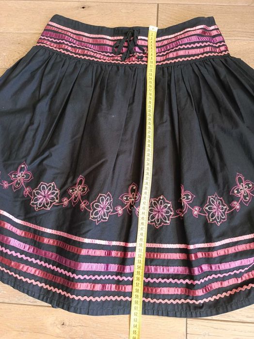Folkowa spódnica boho etno w kwiatki w paski