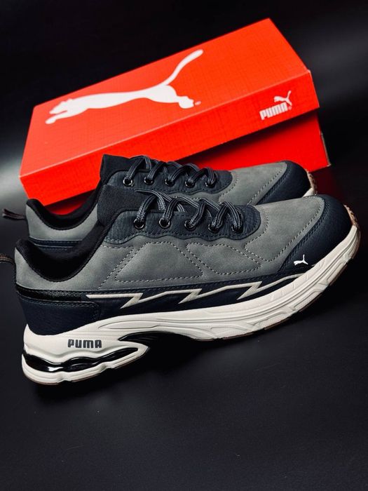 Хит на весну! Кожаные кроссовки Puma/ мужские кроссовки Пума серые