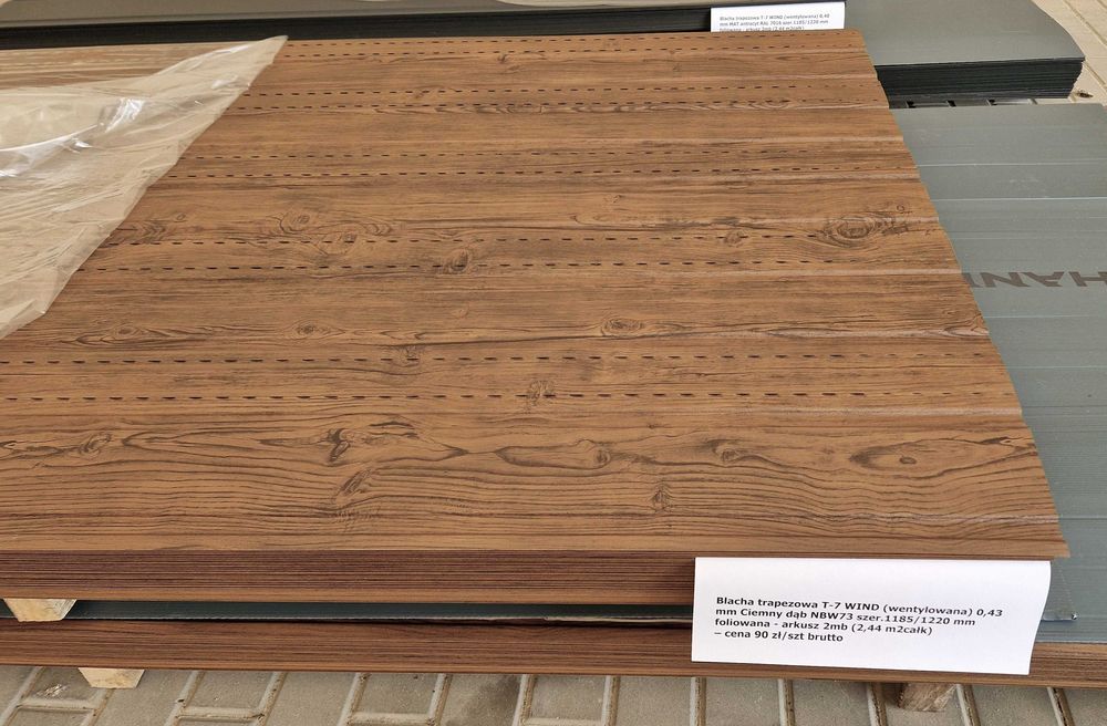 Blacha trapezowa T-7 WIND-Podsufitka Wentylowana ciemny dąb OD RĘKI