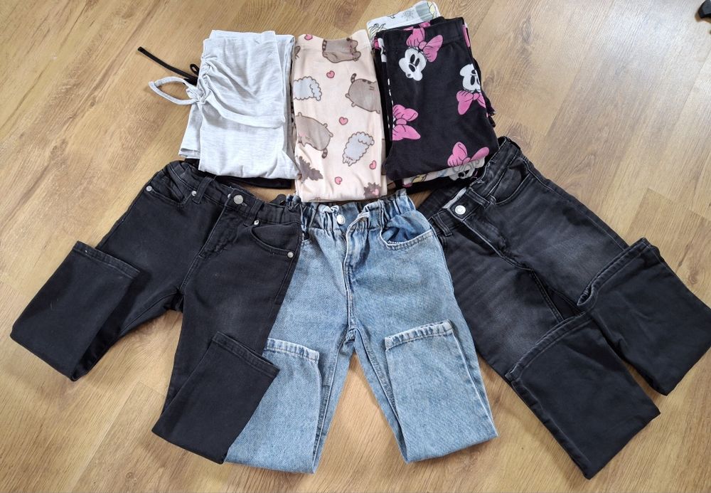 Paka ubrań dla dziewczynki 110-116 kurtki, spodnie, bluzy, koszulki, sukienki, buty