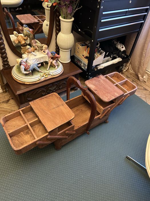 caixa organizadora de madeira antiga