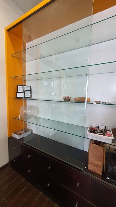 Vendo móvel (2,5 x 2,7 m2) em MDF com prateleiras em vidro